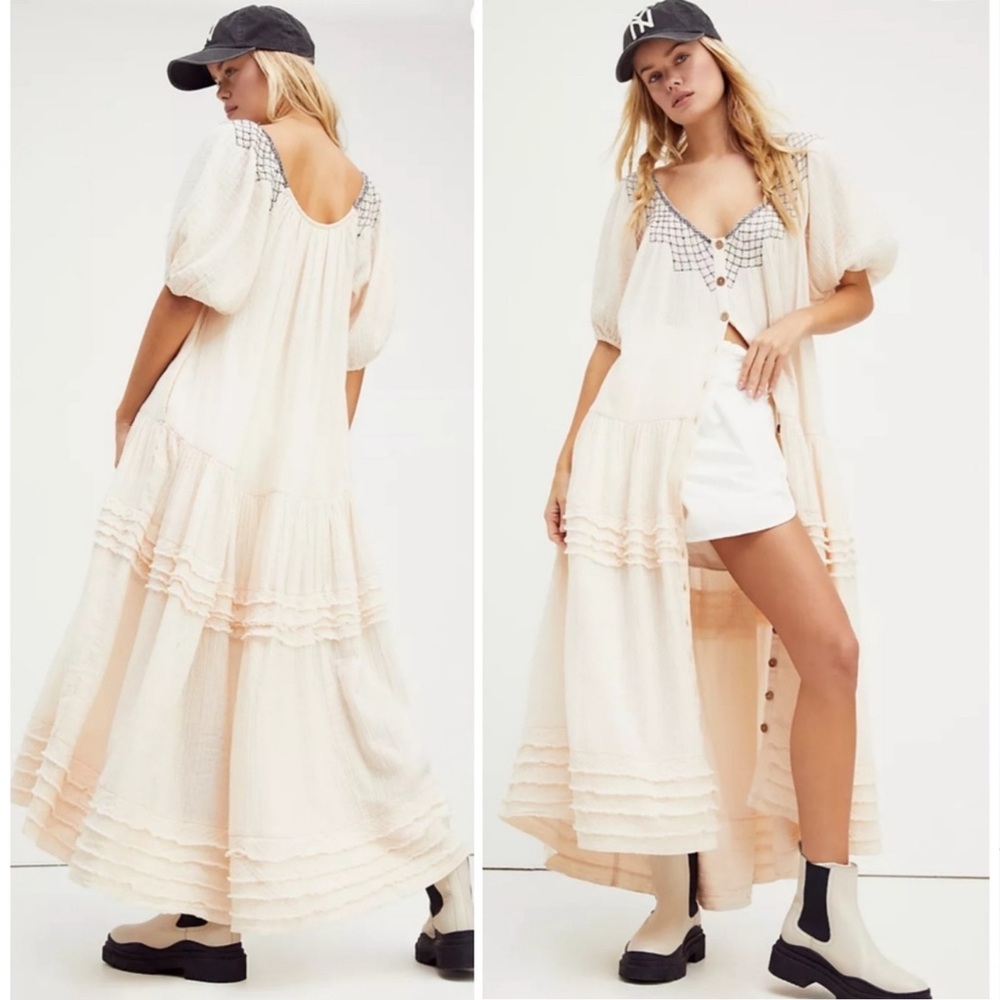 NWT Free People Sunday Stroll Maxi Dress In Ivory